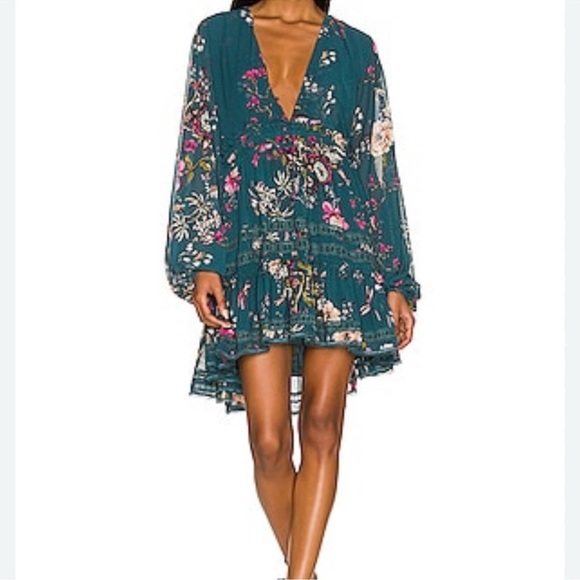 Free People Cherry Blossom Floral Boho Mini Dress Women S Long Sleeve Ruffle - Picture 8 of 16